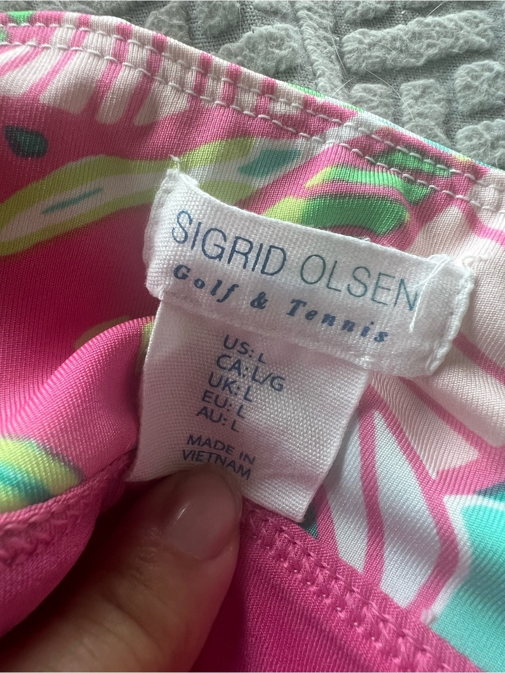 Sigrid Olsen Tropical Leaf golf Skirt in Pink & Teal - Picture 3 of 3